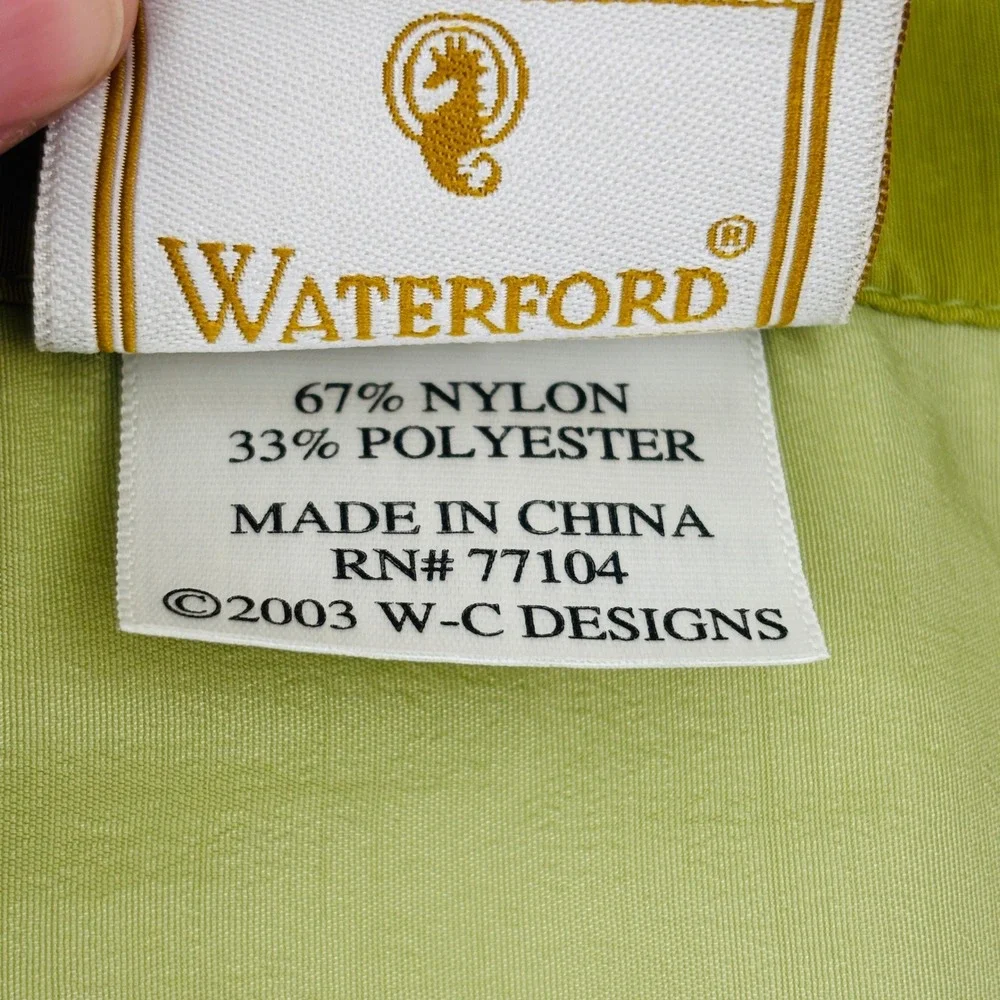 Waterford Tablecloth & 12 Napkin Set Sage Green Cloth 2003 Two Tone W-C Designs